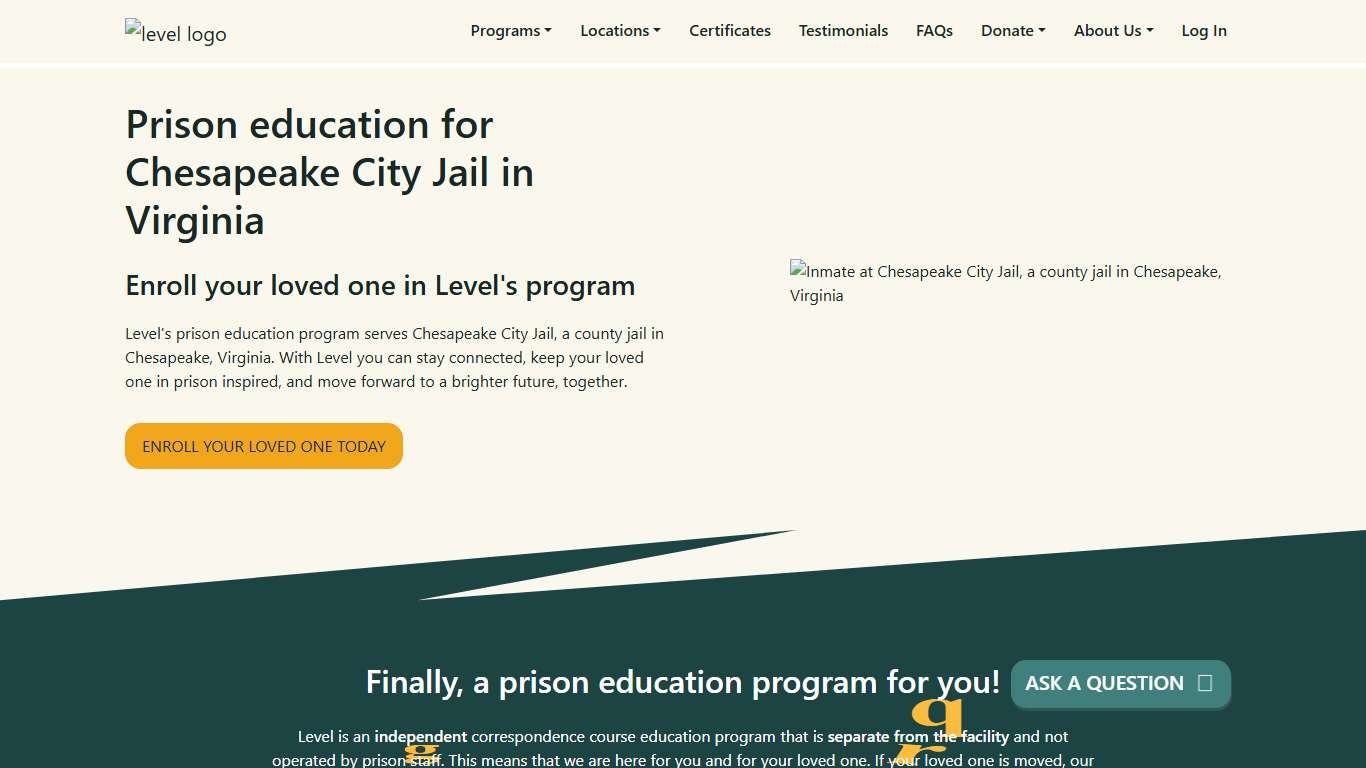 Prison Education For Chesapeake City Jail - Level
